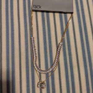 NWT! Gold and Cubic Zirconia Two-In-One Necklace
